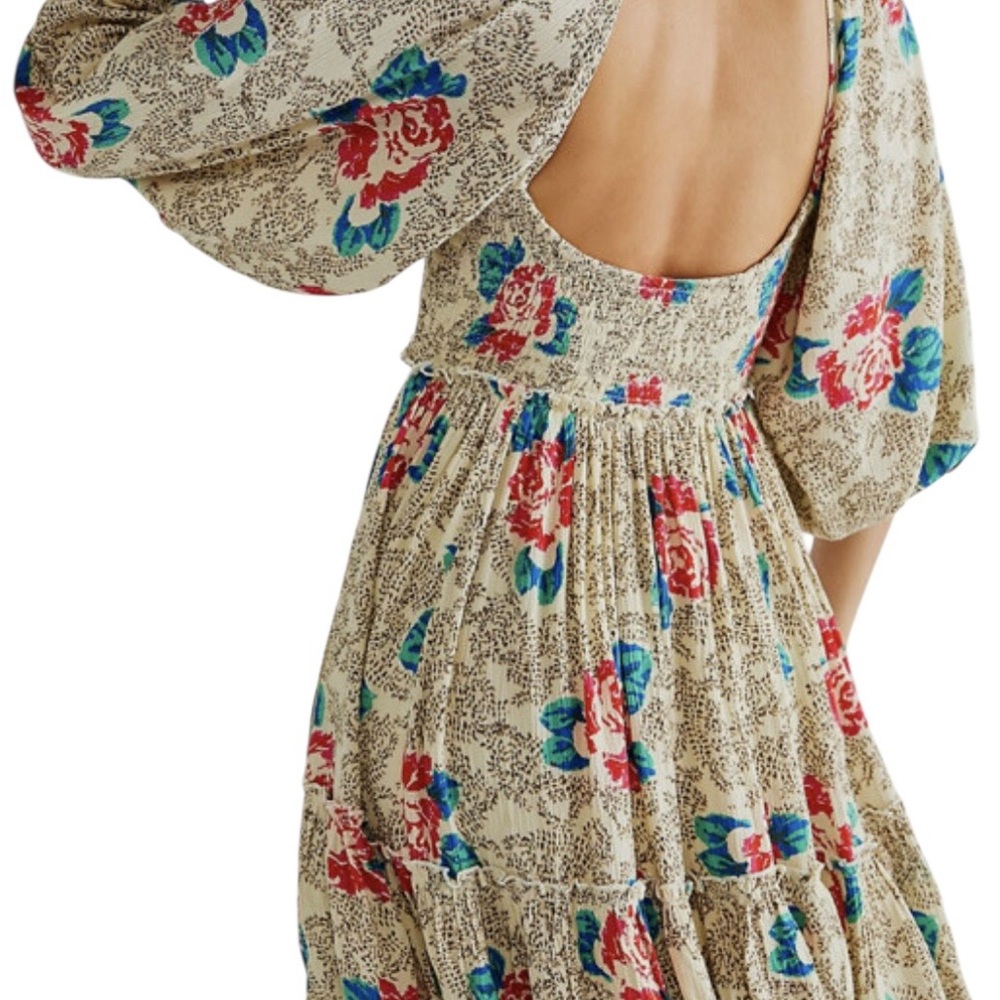 Free People Endless Summer Summer Picnic Printed Smocked Mini Dress XS - Picture 2 of 8